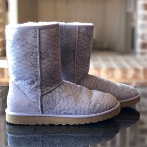 UGG Light Purple Floral Classic Short Boots